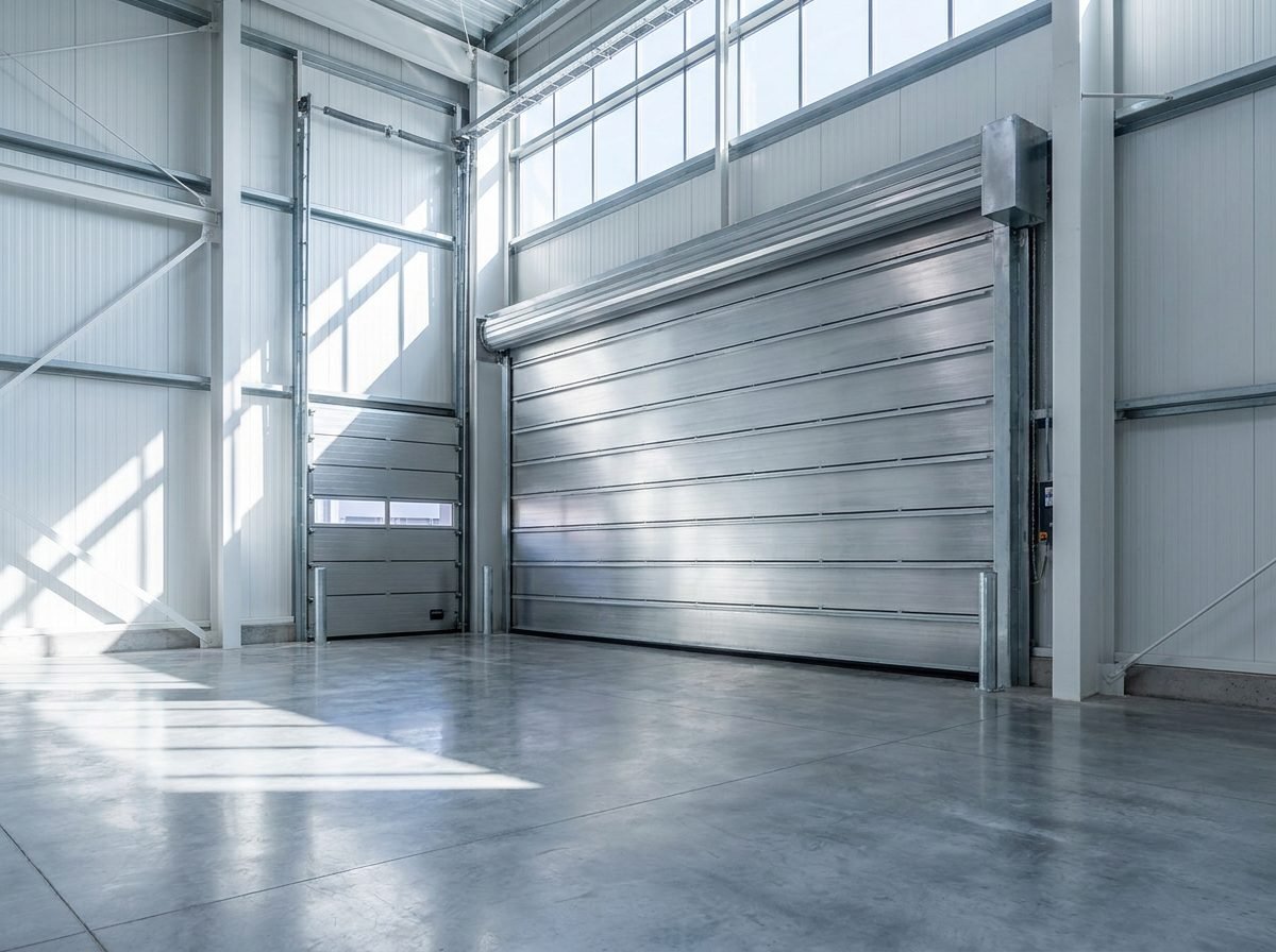 A commercial overhead roll-up door